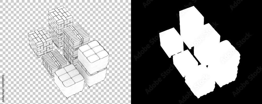 Poster concrete blocks isolated on background with mask. 3d rendering - illustration