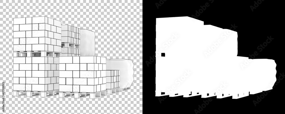 Poster concrete blocks isolated on background with mask. 3d rendering - illustration