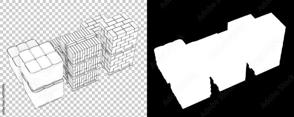 Poster concrete blocks isolated on background with mask. 3d rendering - illustration
