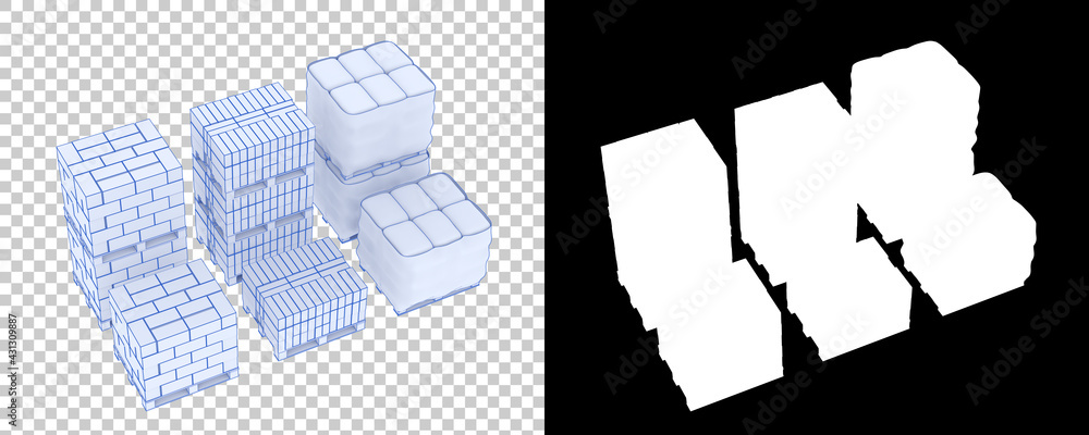 Poster concrete blocks isolated on background with mask. 3d rendering - illustration