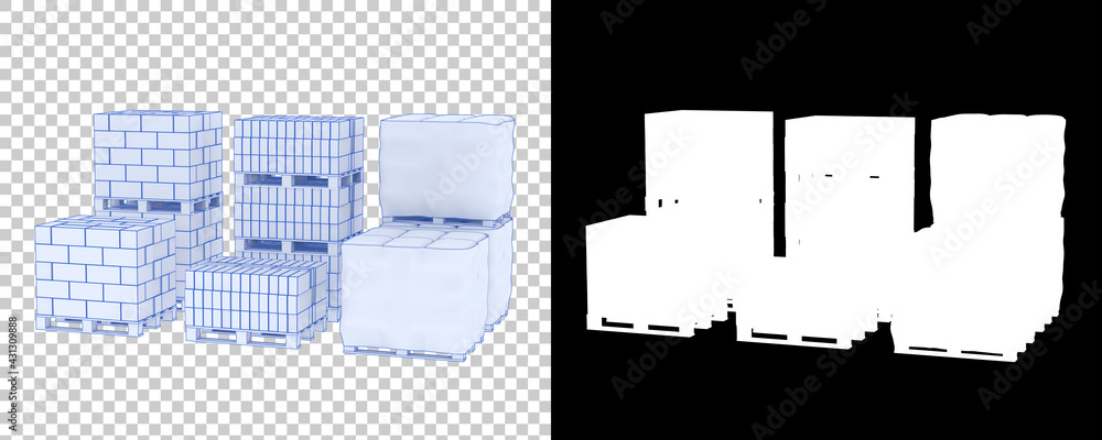 Poster concrete blocks isolated on background with mask. 3d rendering - illustration