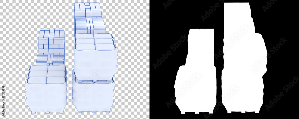 Poster concrete blocks isolated on background with mask. 3d rendering - illustration