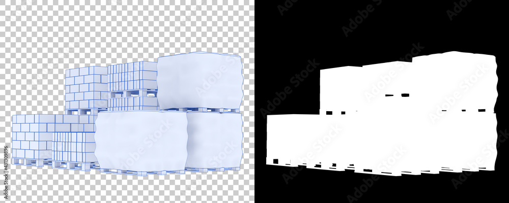 Poster concrete blocks isolated on background with mask. 3d rendering - illustration