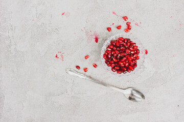 Pomegranate seeds in a bowl