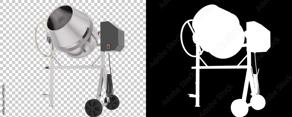 Poster concrete mixer isolated on background with mask. 3d rendering - illustration