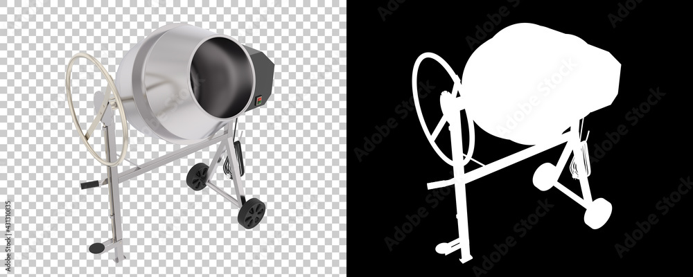 Poster concrete mixer isolated on background with mask. 3d rendering - illustration