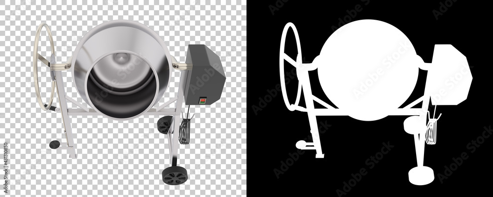 Poster concrete mixer isolated on background with mask. 3d rendering - illustration