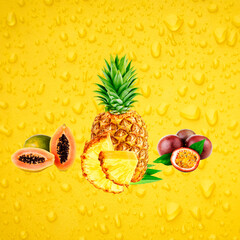 This large bright poster in the form of fruit on a green background will be relevant for your...