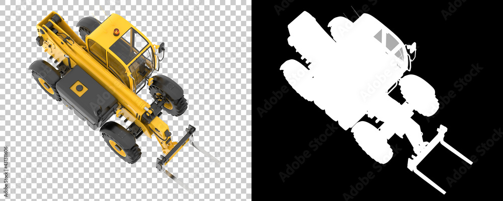 Poster telehandler isolated on background with mask. 3d rendering - illustration