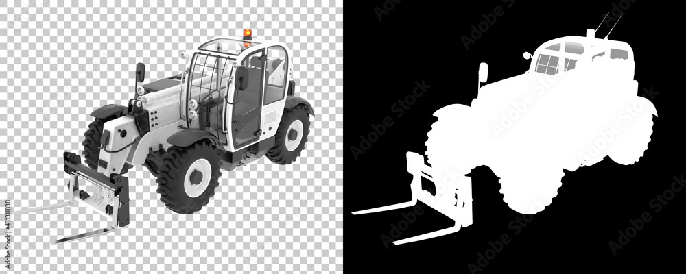 Poster telehandler isolated on background with mask. 3d rendering - illustration