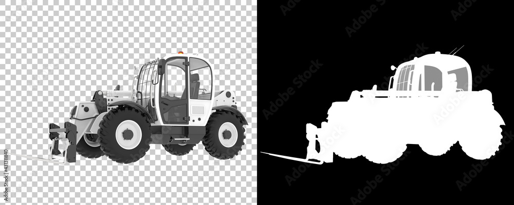 Poster telehandler isolated on background with mask. 3d rendering - illustration