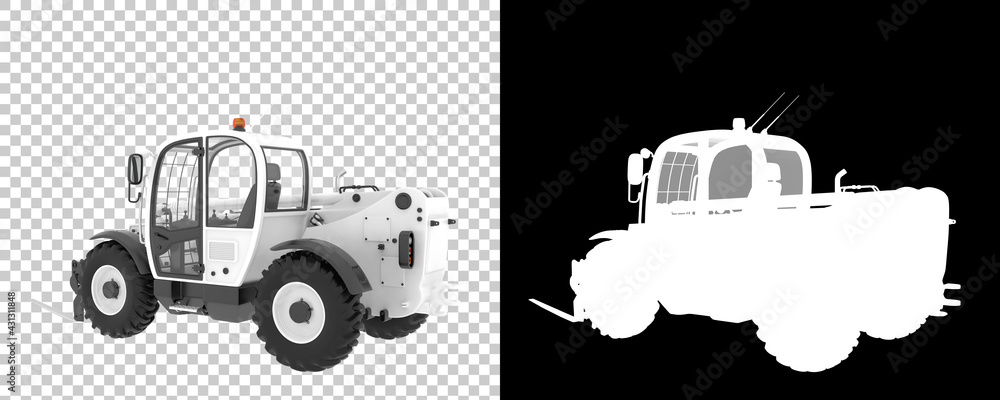 Poster telehandler isolated on background with mask. 3d rendering - illustration