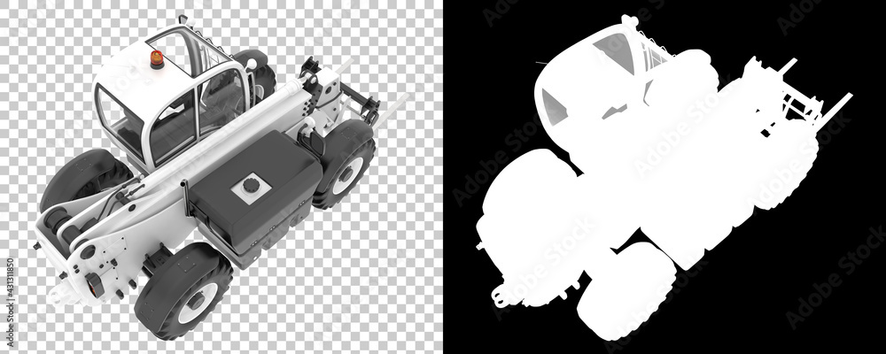Poster telehandler isolated on background with mask. 3d rendering - illustration