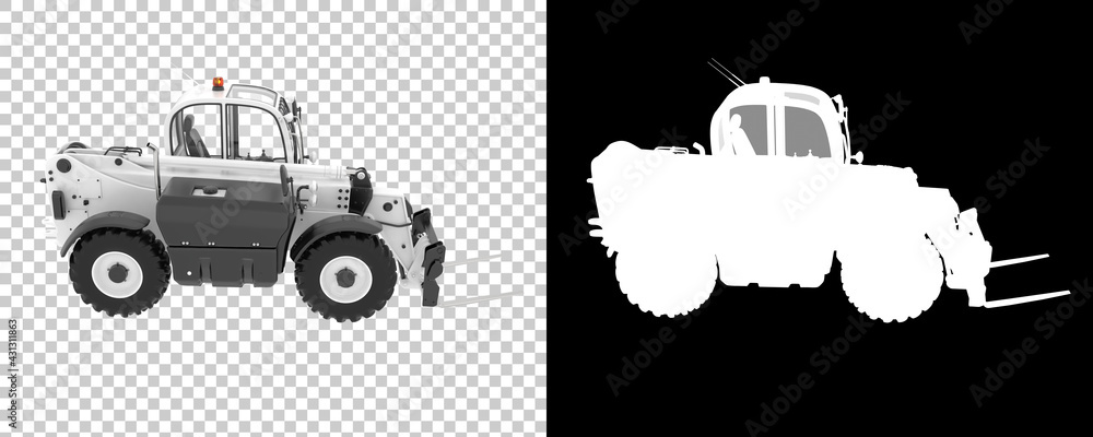 Poster telehandler isolated on background with mask. 3d rendering - illustration