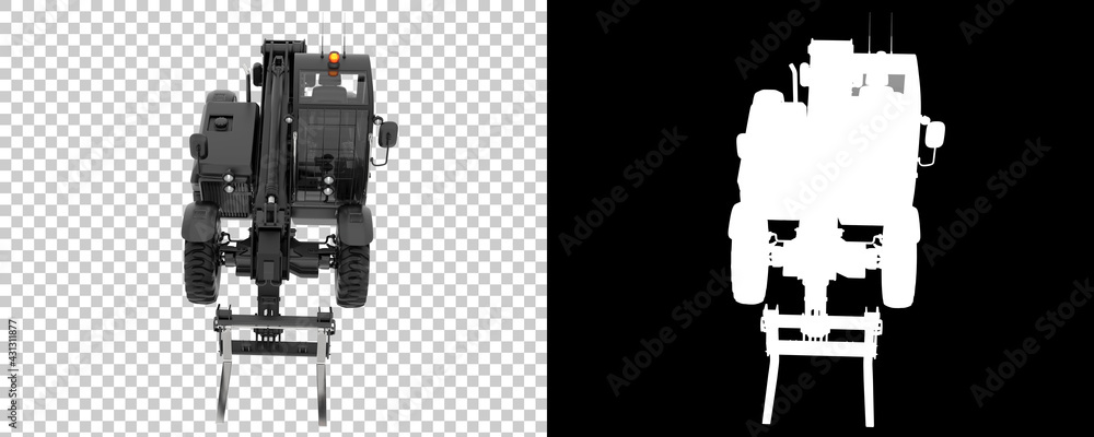 Poster Telehandler isolated on background with mask. 3d rendering - illustration