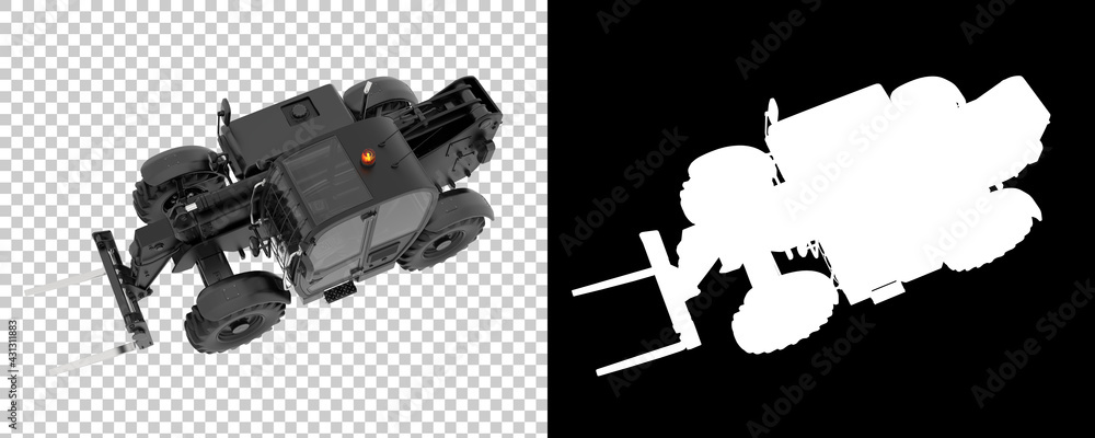 Poster Telehandler isolated on background with mask. 3d rendering - illustration