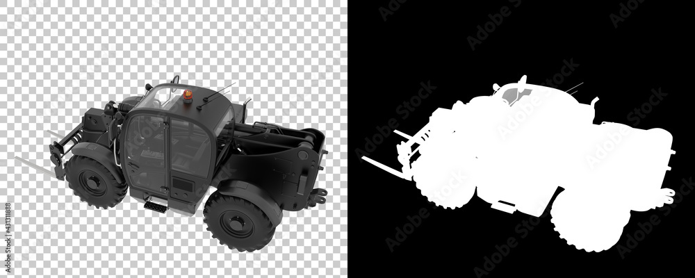 Poster telehandler isolated on background with mask. 3d rendering - illustration