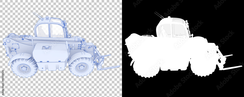 Poster telehandler isolated on background with mask. 3d rendering - illustration