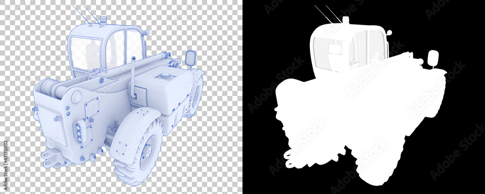 Poster telehandler isolated on background with mask. 3d rendering - illustration