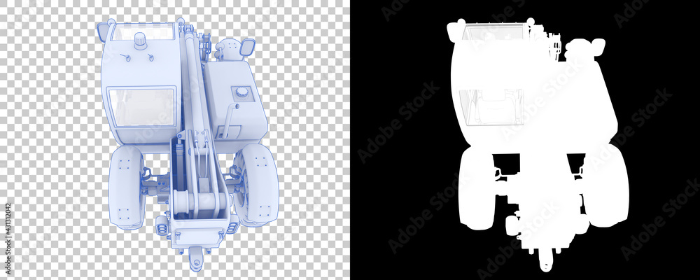 Poster telehandler isolated on background with mask. 3d rendering - illustration