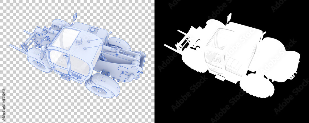 Poster telehandler isolated on background with mask. 3d rendering - illustration