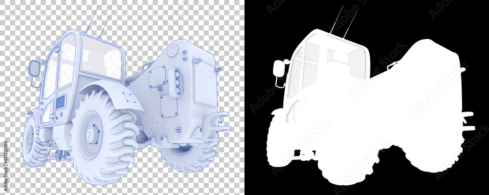 Poster telehandler isolated on background with mask. 3d rendering - illustration