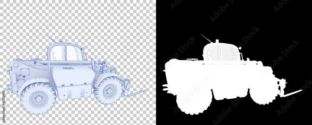 Poster telehandler isolated on background with mask. 3d rendering - illustration