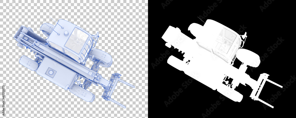 Poster telehandler isolated on background with mask. 3d rendering - illustration