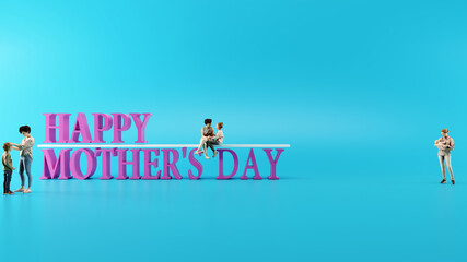 Mother's day greeting card design, background 3d rendering .
