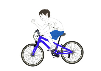 楽しそうに自転車を漕ぐ少年イラスト