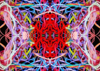 Abstract pattern of colorful threads with 3D effect