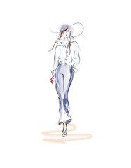 Woman. Watercolor. Sketch. Hand-draw.