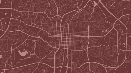 Red Raleigh city area vector background map, streets and water cartography illustration.