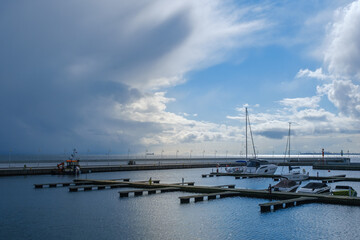 Marina with clouds