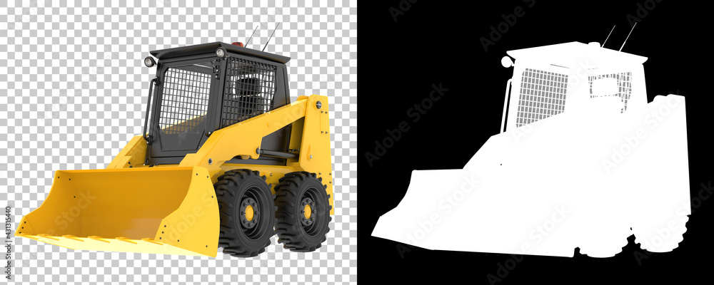 Poster skid steer loader isolated on background with mask. 3d rendering - illustration
