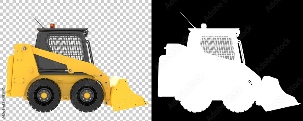 Poster skid steer loader isolated on background with mask. 3d rendering - illustration