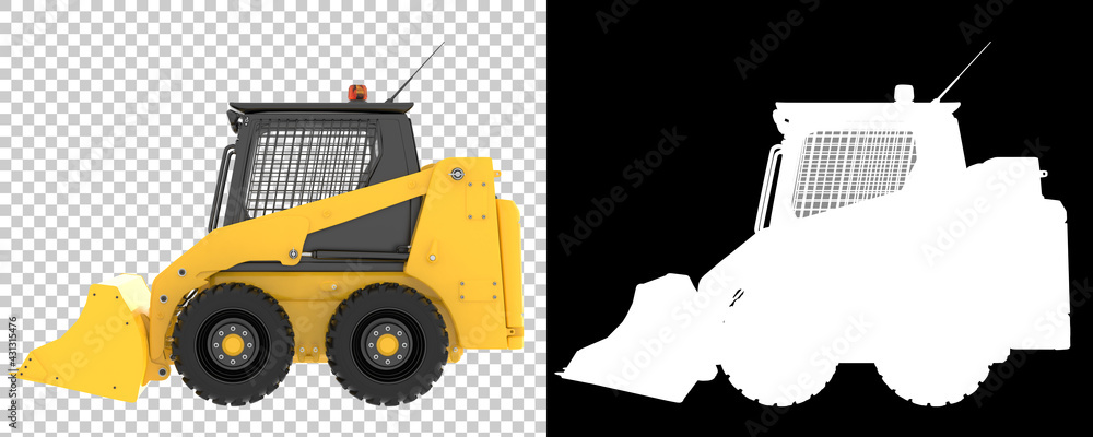 Poster skid steer loader isolated on background with mask. 3d rendering - illustration