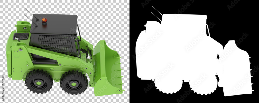 Poster skid steer loader isolated on background with mask. 3d rendering - illustration