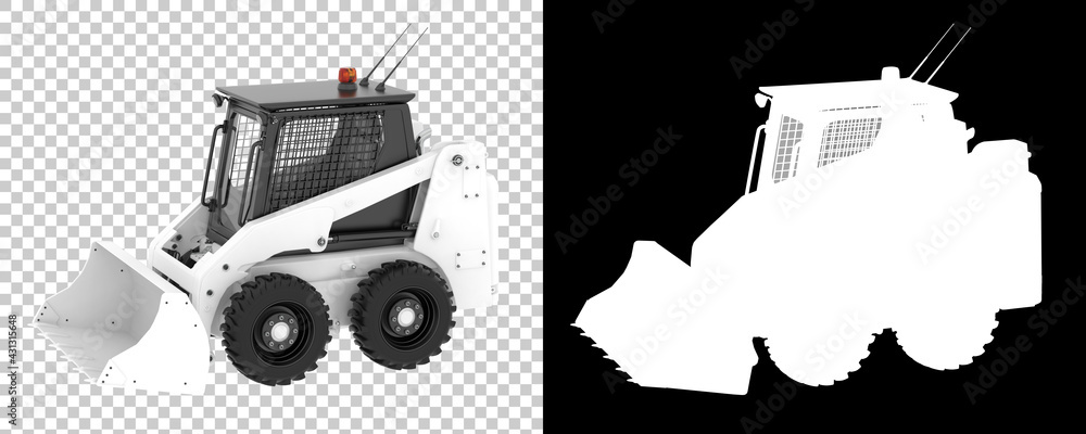 Poster skid steer loader isolated on background with mask. 3d rendering - illustration