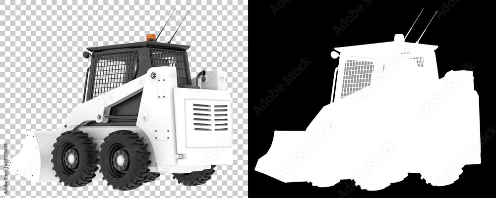 Poster skid steer loader isolated on background with mask. 3d rendering - illustration