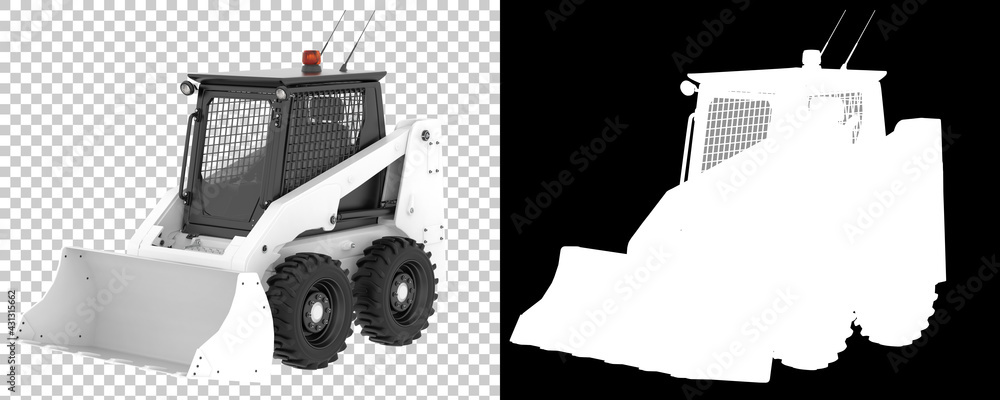 Poster skid steer loader isolated on background with mask. 3d rendering - illustration