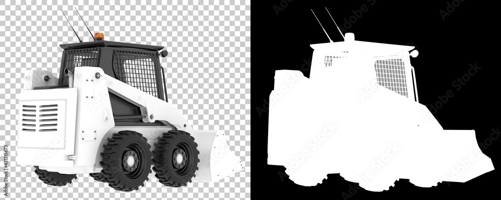 Poster skid steer loader isolated on background with mask. 3d rendering - illustration