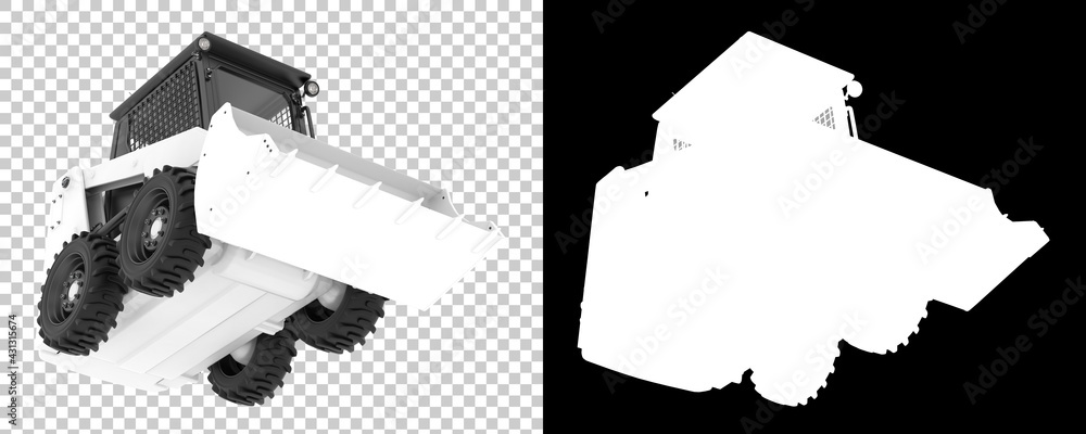 Poster skid steer loader isolated on background with mask. 3d rendering - illustration