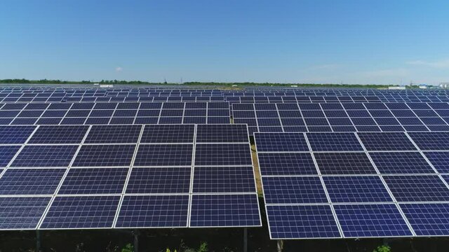 A flight next to the rows of solar panels