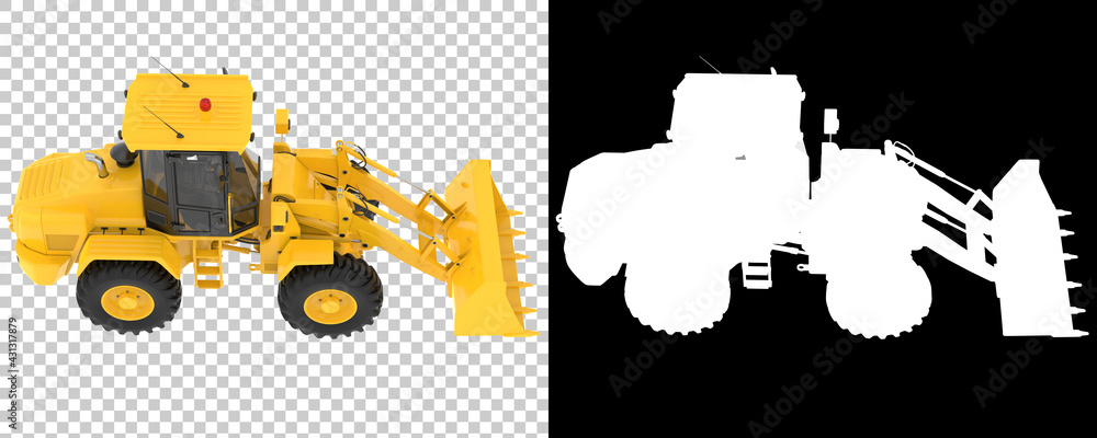Aufkleber wheel loader isolated on background with mask. 3d rendering - illustration