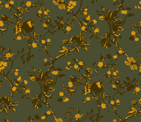 modern flowers with texture , honey comb, animal skin pattern . monochrome flower seamless design in vector
