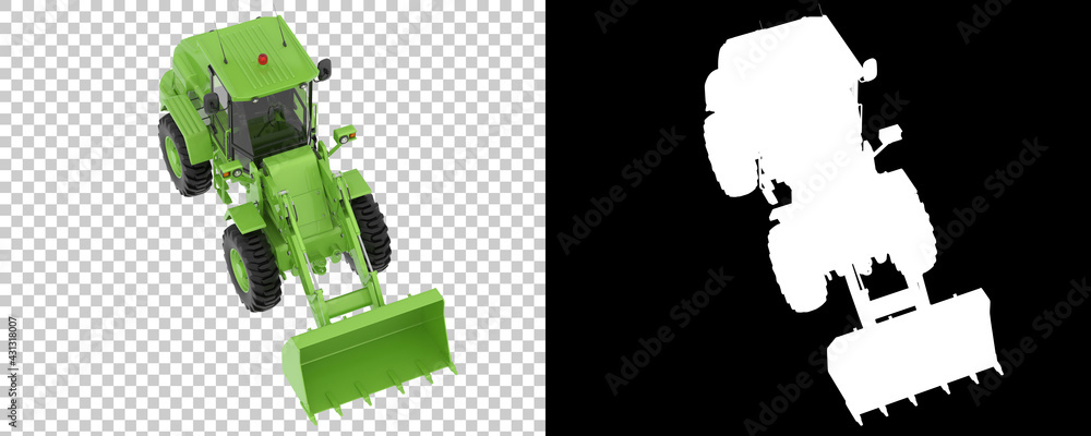 Aufkleber wheel loader isolated on background with mask. 3d rendering - illustration
