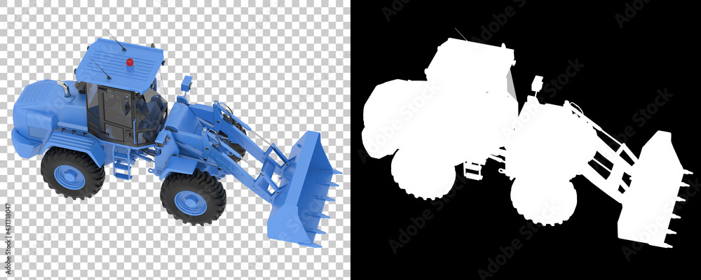 Aufkleber wheel loader isolated on background with mask. 3d rendering - illustration