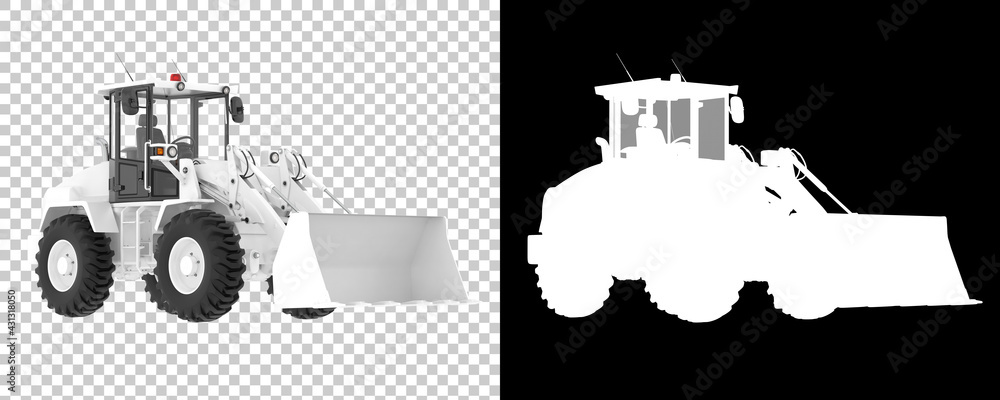 Aufkleber wheel loader isolated on background with mask. 3d rendering - illustration
