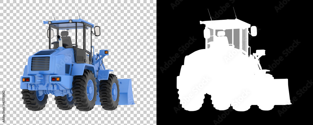 Aufkleber wheel loader isolated on background with mask. 3d rendering - illustration